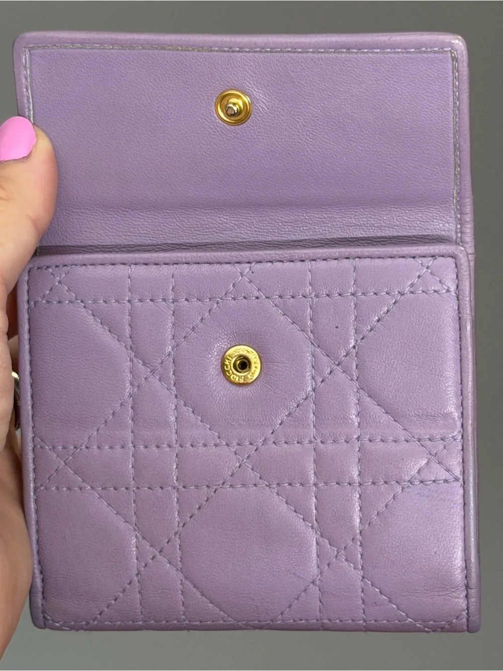 Christian Dior lilac compact wallet